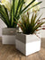White Base Stripe Cement Vase