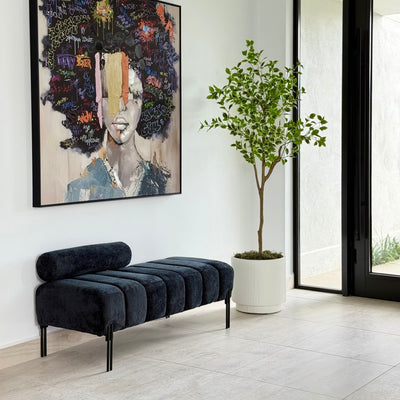 Midnight Pewter Bench Black Frame
