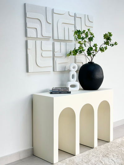 White Stone Finish Abstract Wall Art