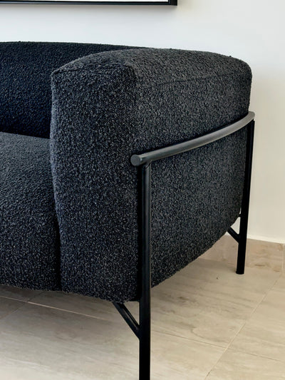 Embrace Black Boucle Fabric Sofa