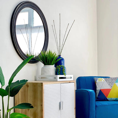 Antique Black Round Mirror