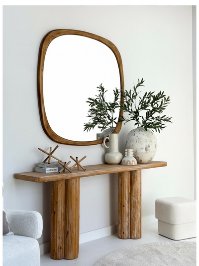Rounded Corner Wooden Mirror