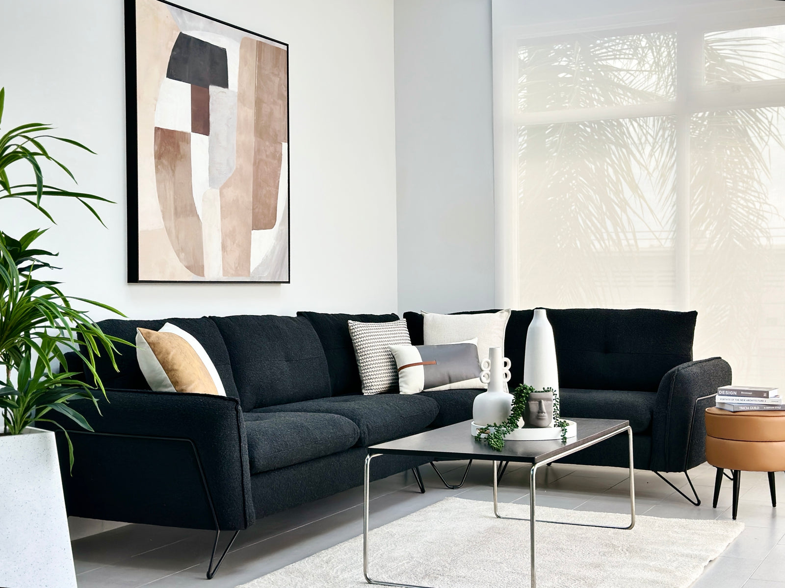 Cami Black Corner Sofa Right Side