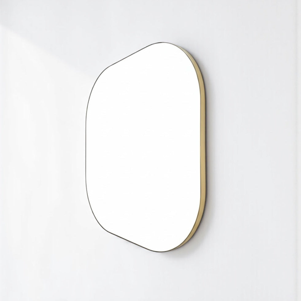 Rounded Corner Gold Metal Frame Mirror 36"