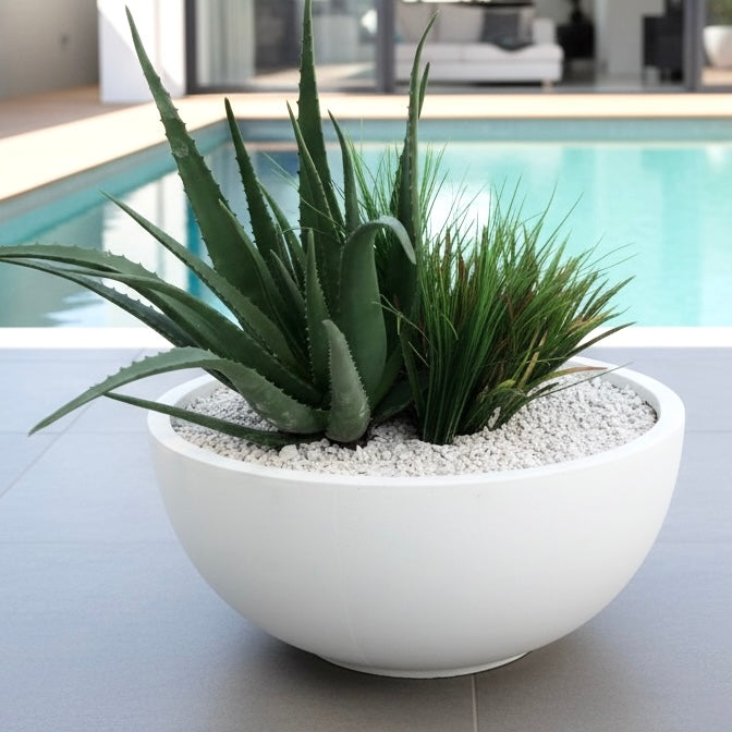 Concavity Fiber Clay Smooth Ivory Planter