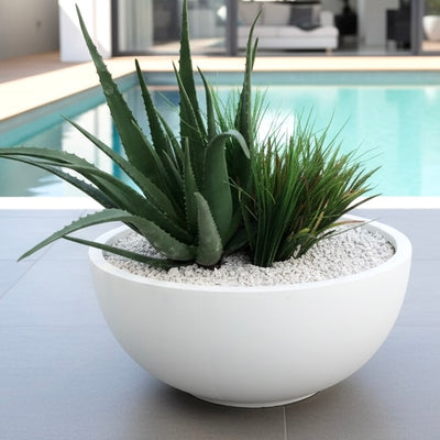 Concavity Fiber Clay Smooth Ivory Planter