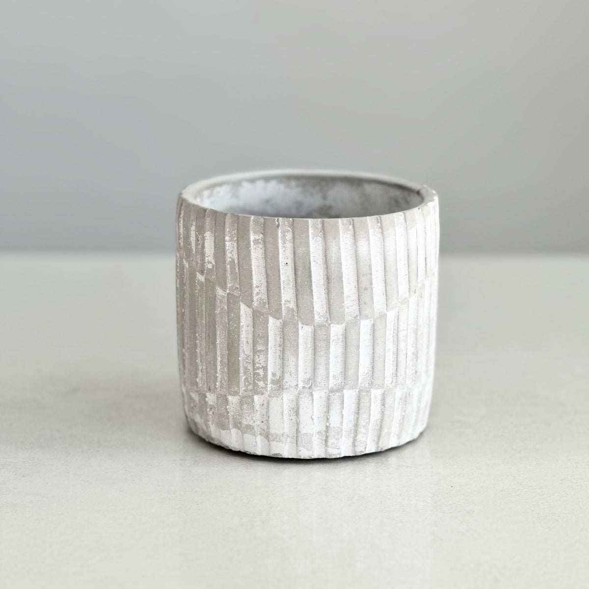 Cement Round Pot Geometric Design