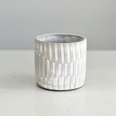 Cement Round Pot Geometric Design