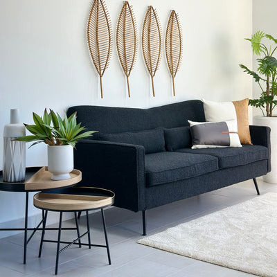 V Shape Black Fabric Sofa