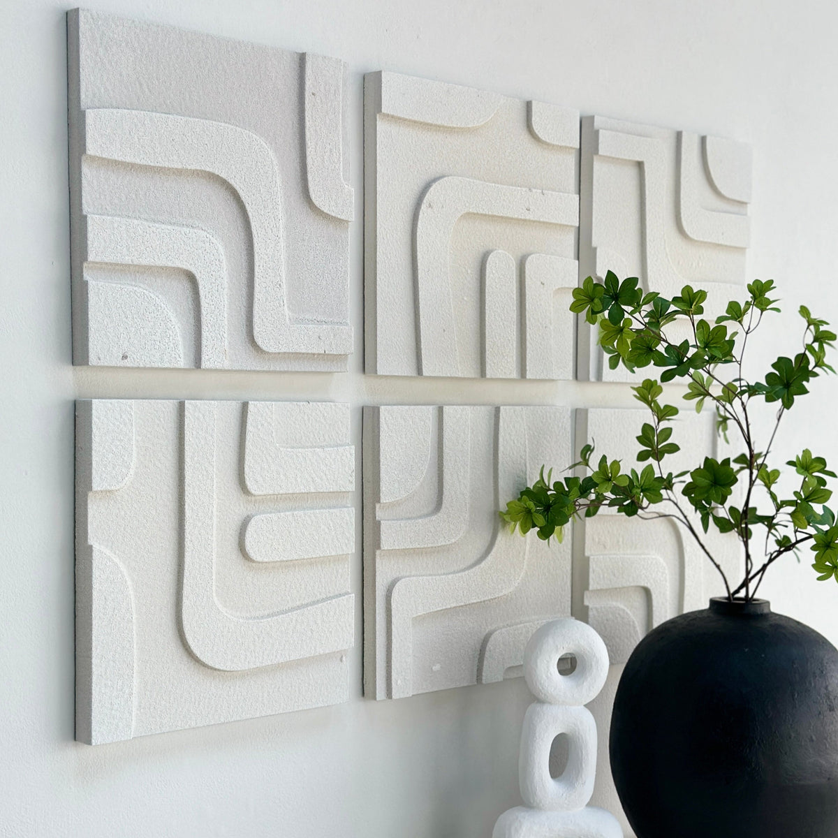 White Stone Finish Abstract Wall Art