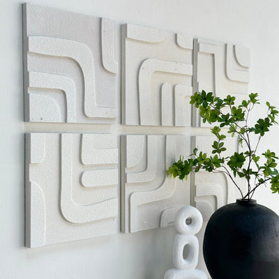 White Stone Finish Abstract Wall Art