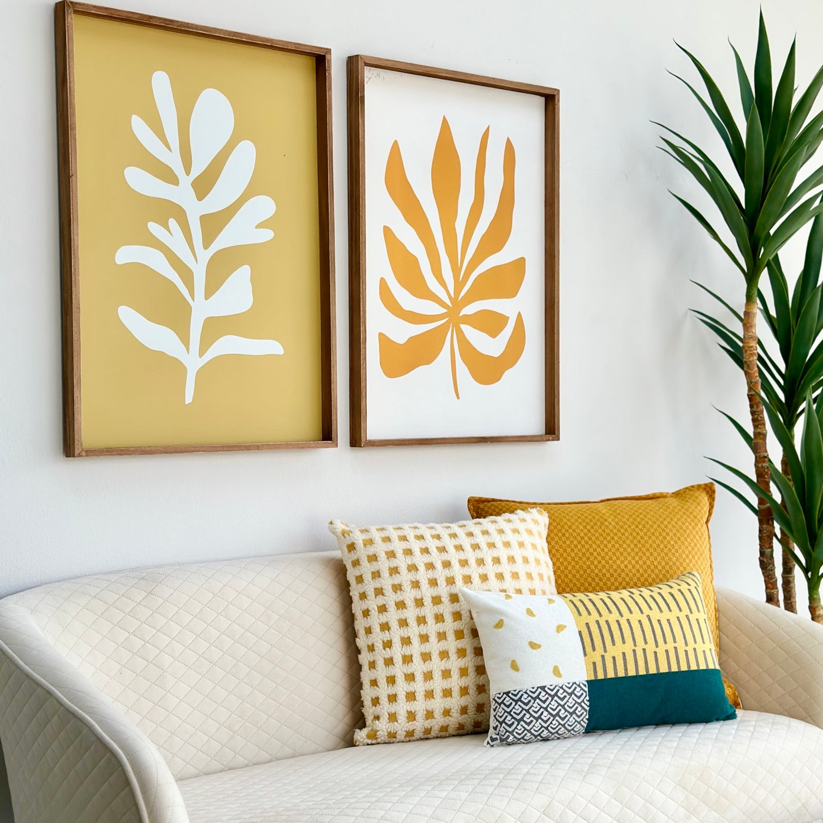 White Leaf Framed Wall Art