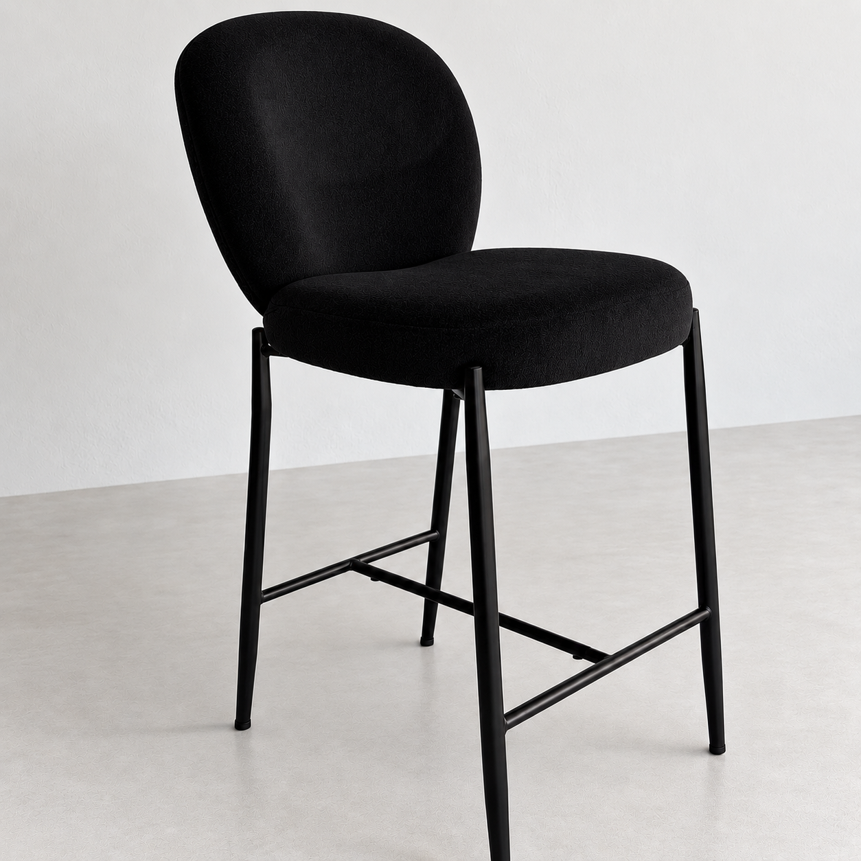 Thira Counter Stool Metal Black Legs Black Velvet