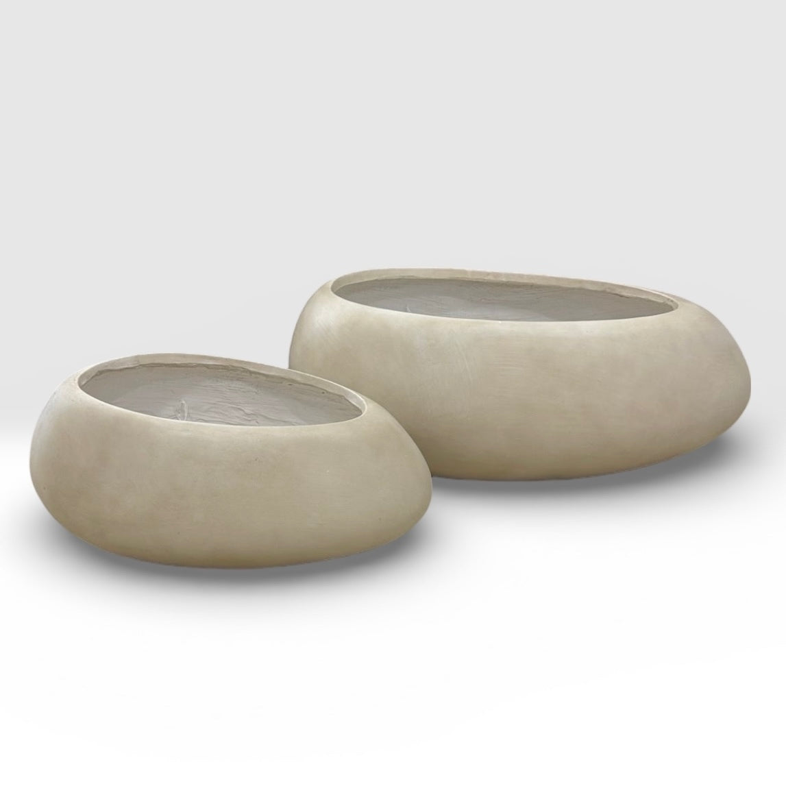 River Stone Wash Beige Fiber Clay Planter