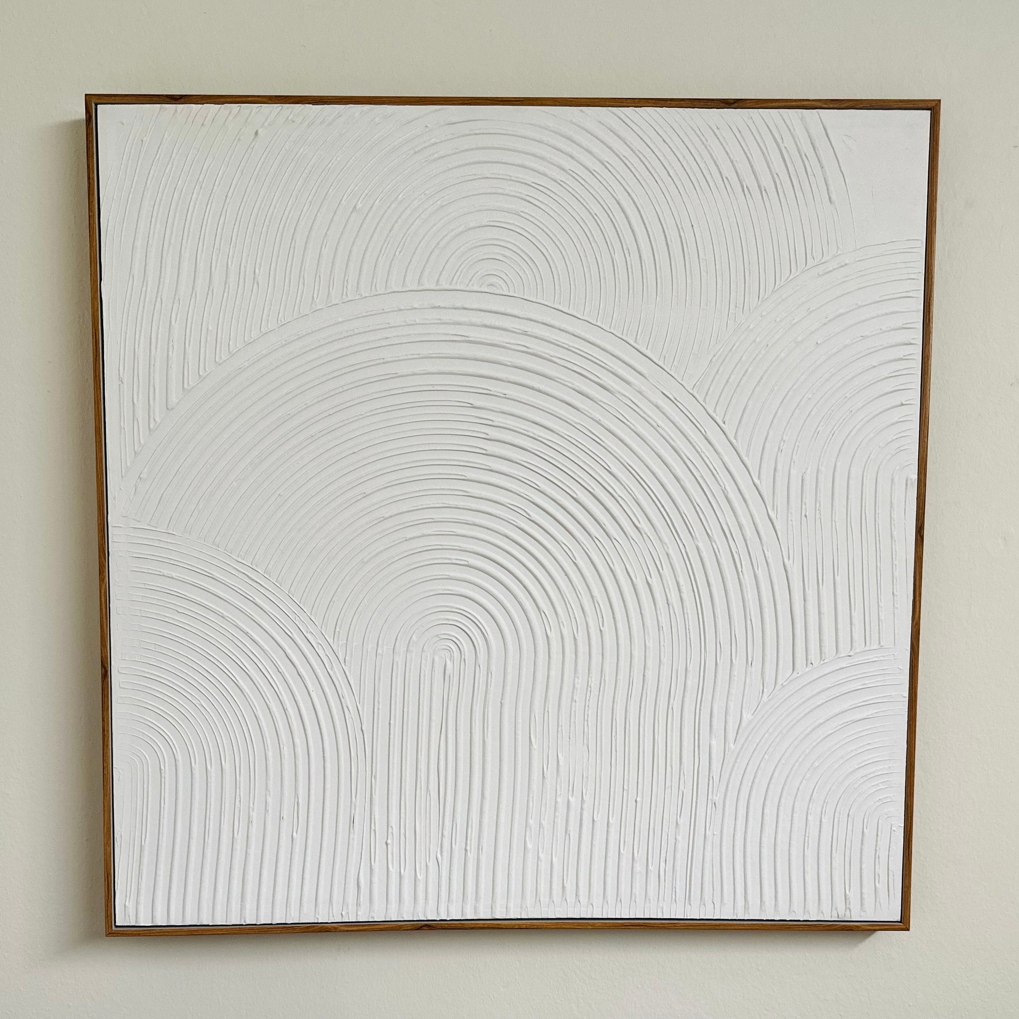 Textured Mid Century White Arcs Canvas Wall Art