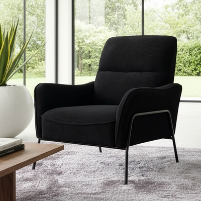 Lofty Chair Black Corduroy Fabric