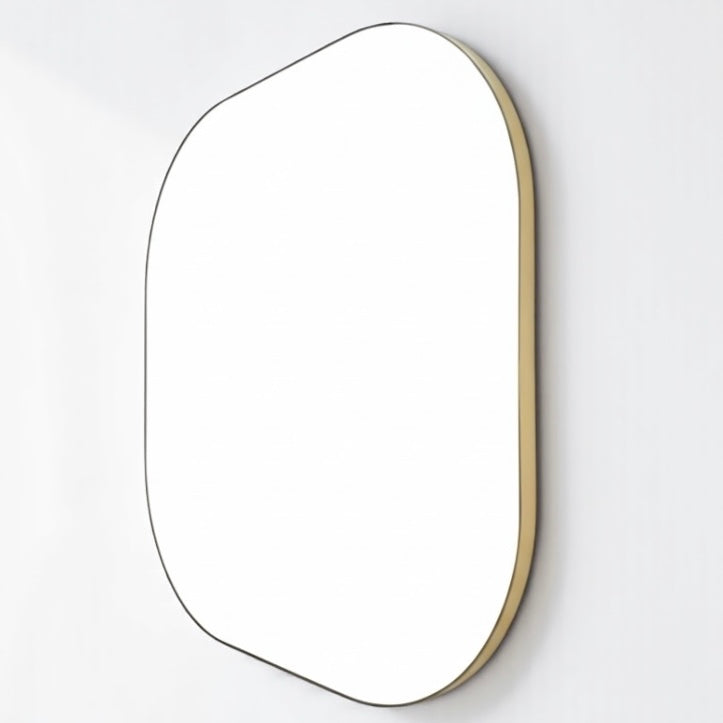 Rounded Corner Gold Metal Frame Mirror 48"