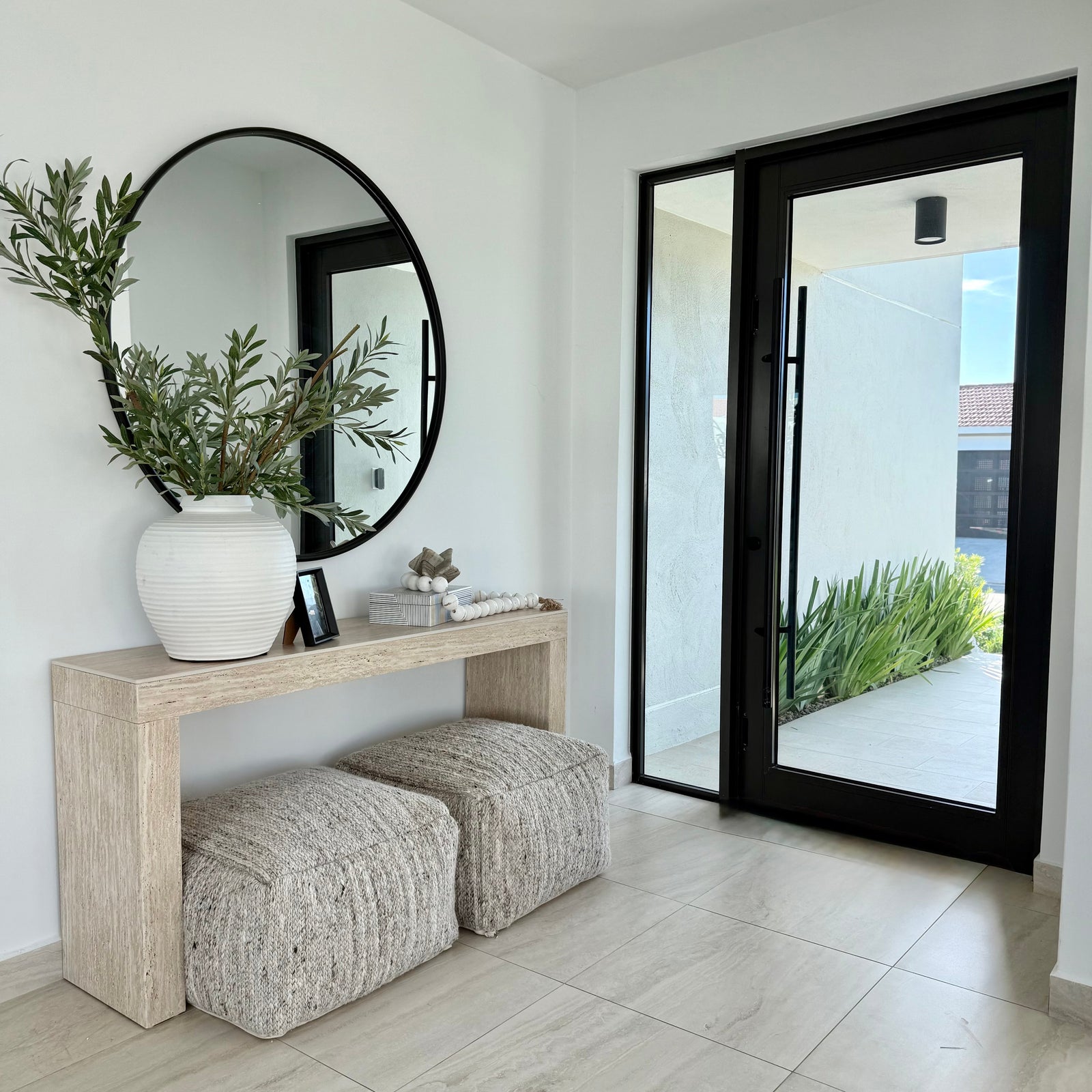 Faux Travertine Classic Husky Console Table