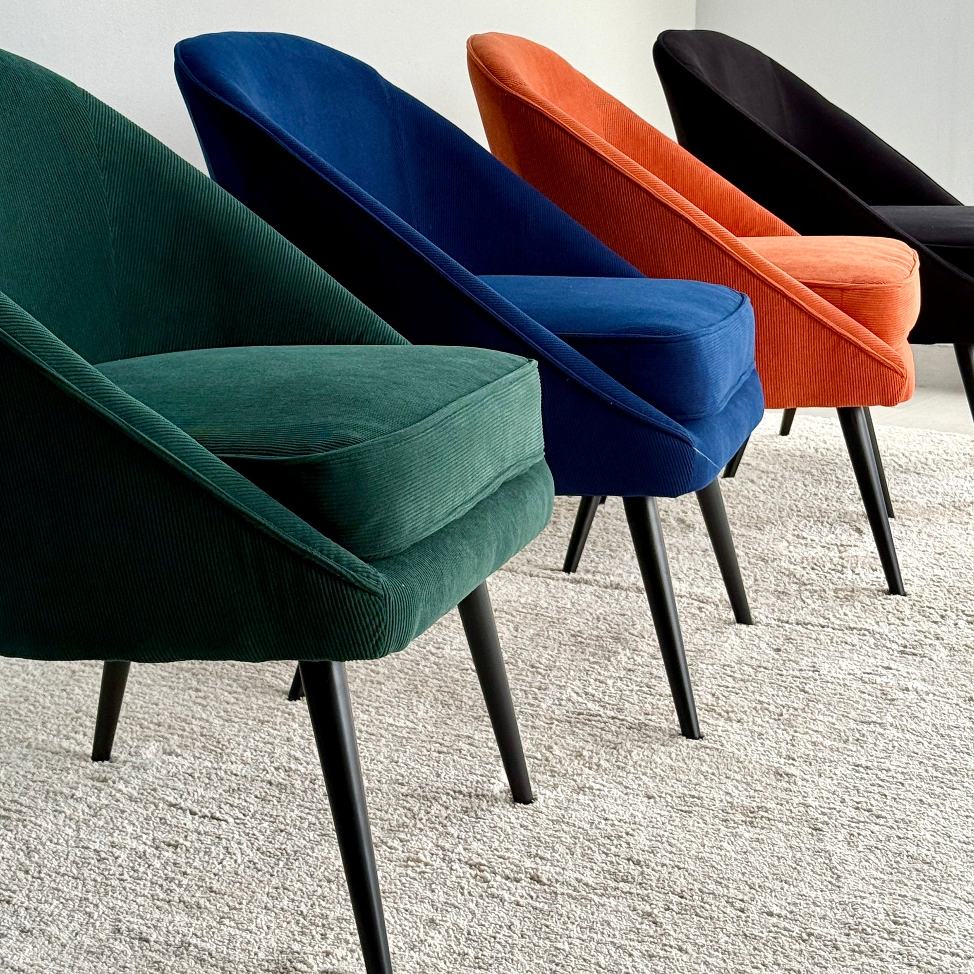 Amber Corduroy Fabric Black Chair