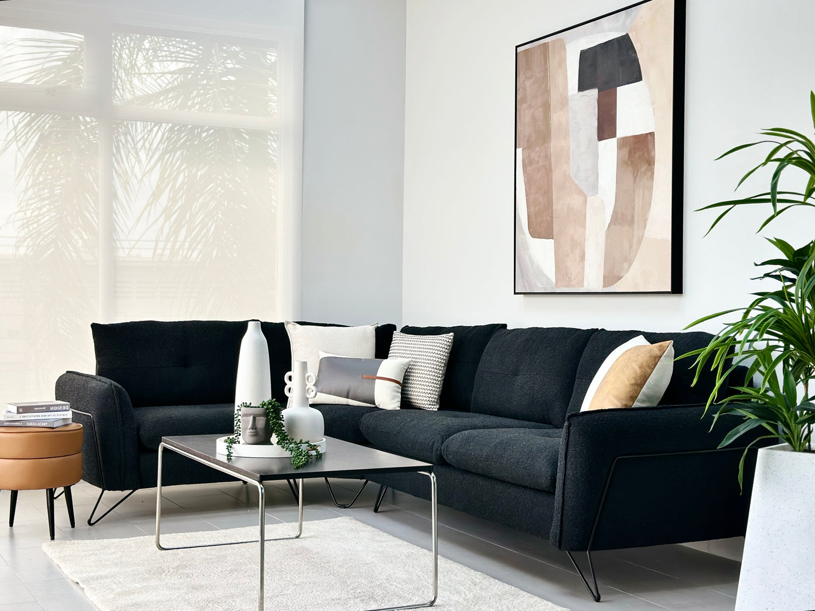 Cami Black Corner Sofa Left Side