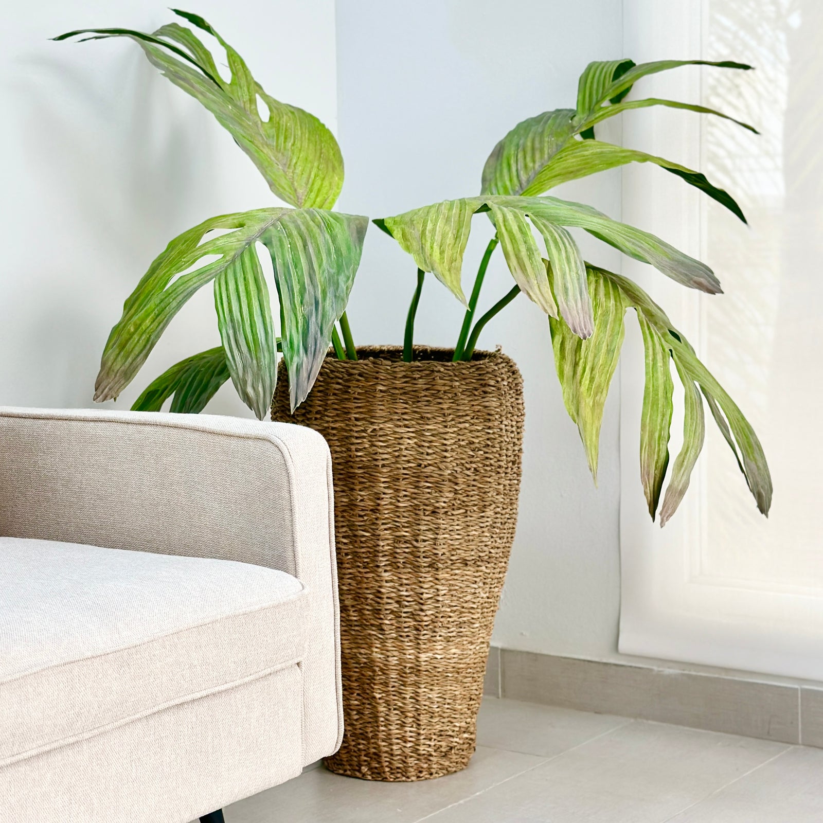 Round Conical Top wicker & Iron Frame Planter