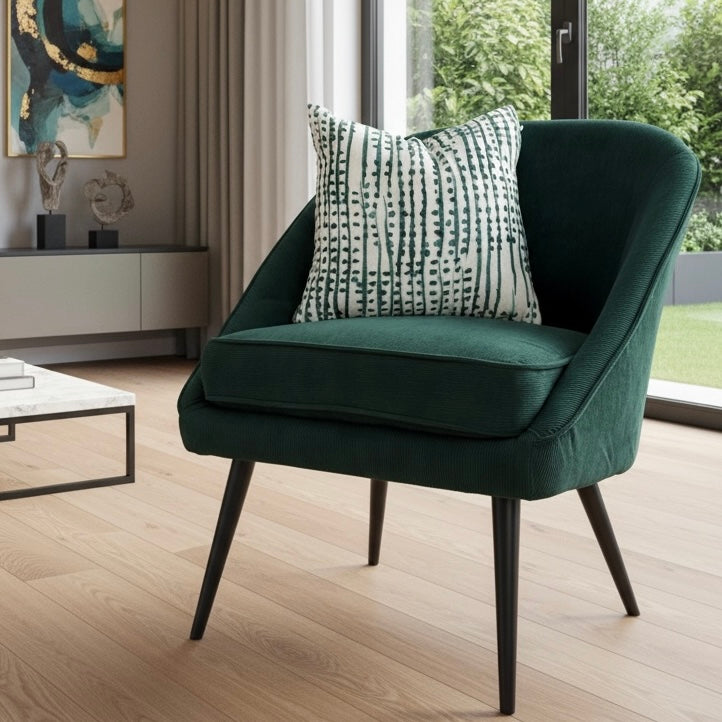 Amber Corduroy Fabric Green Chair