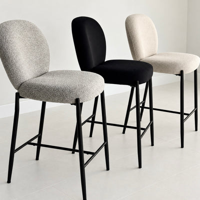 Thira Counter Stool Metal Black Legs Black Velvet