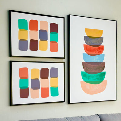 Multi Abstract Arches Framed Canvas Print