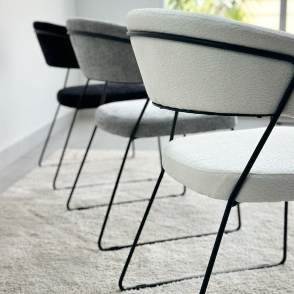 Wire Frame Upholstered White Dining Chair