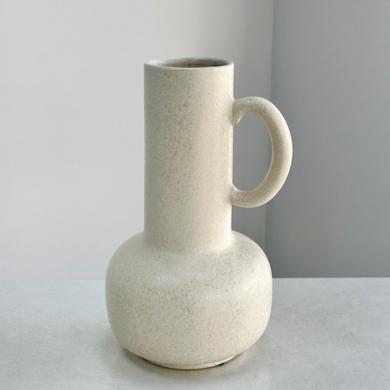 Large Off White Single Handle Vase
