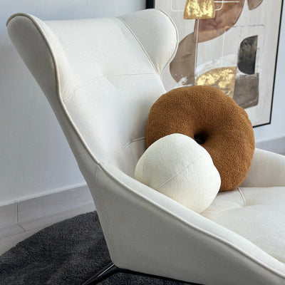 Contemporary Lounge Chair Ivory Fabric