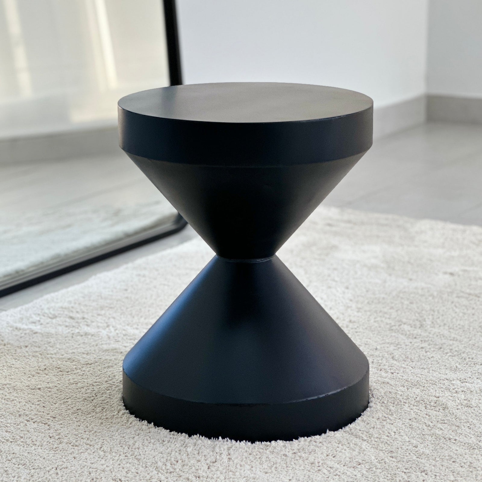 Sand Clock Black Metal Side Table