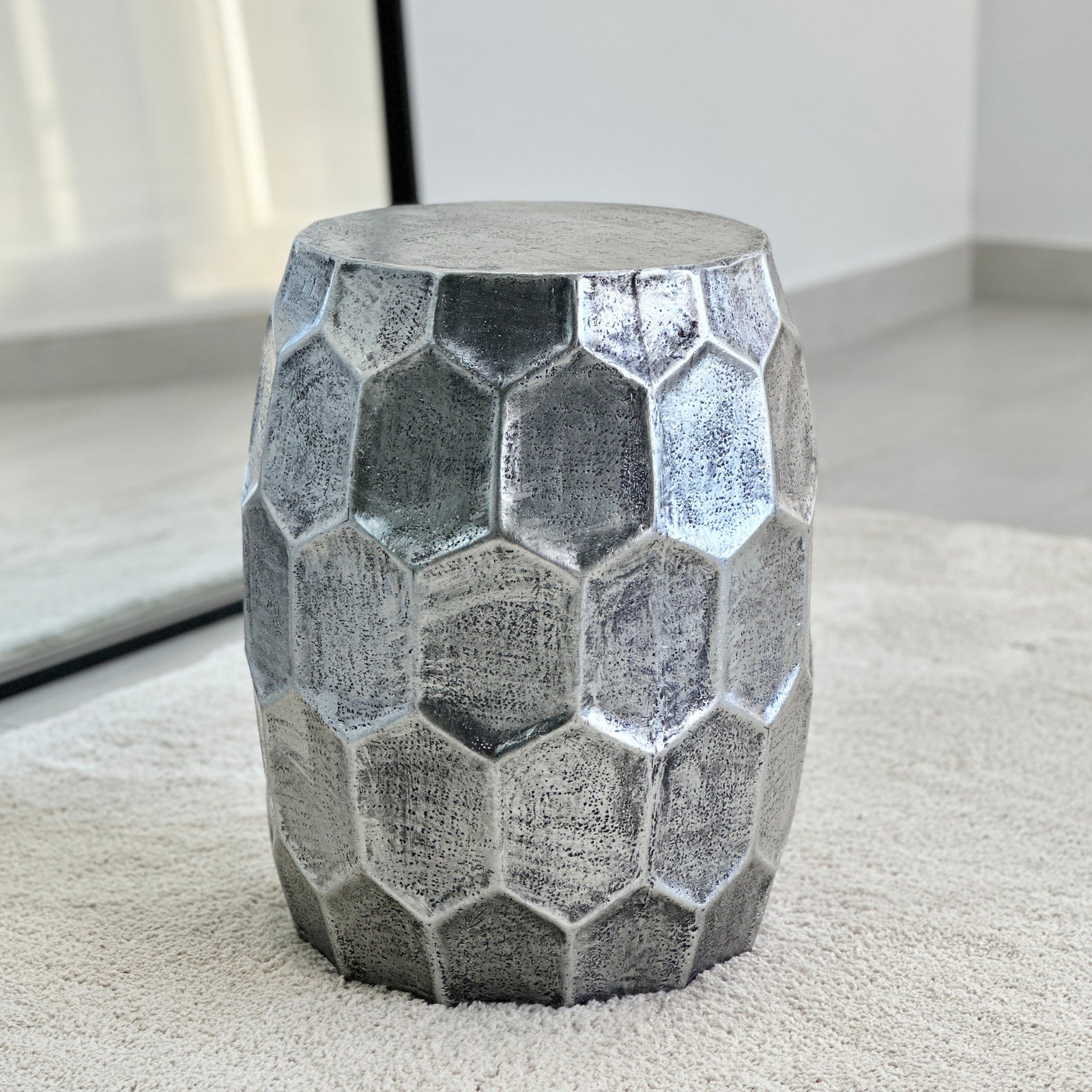 Honeycomb Silver Wash Side Table