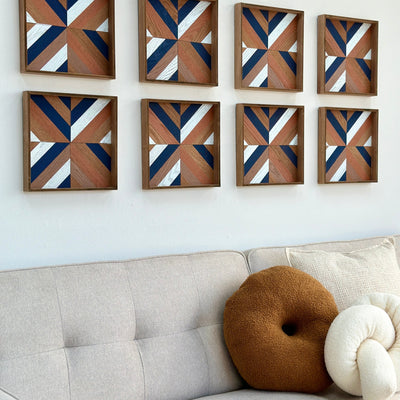 Indigo Terracotta Wooden Wall Art