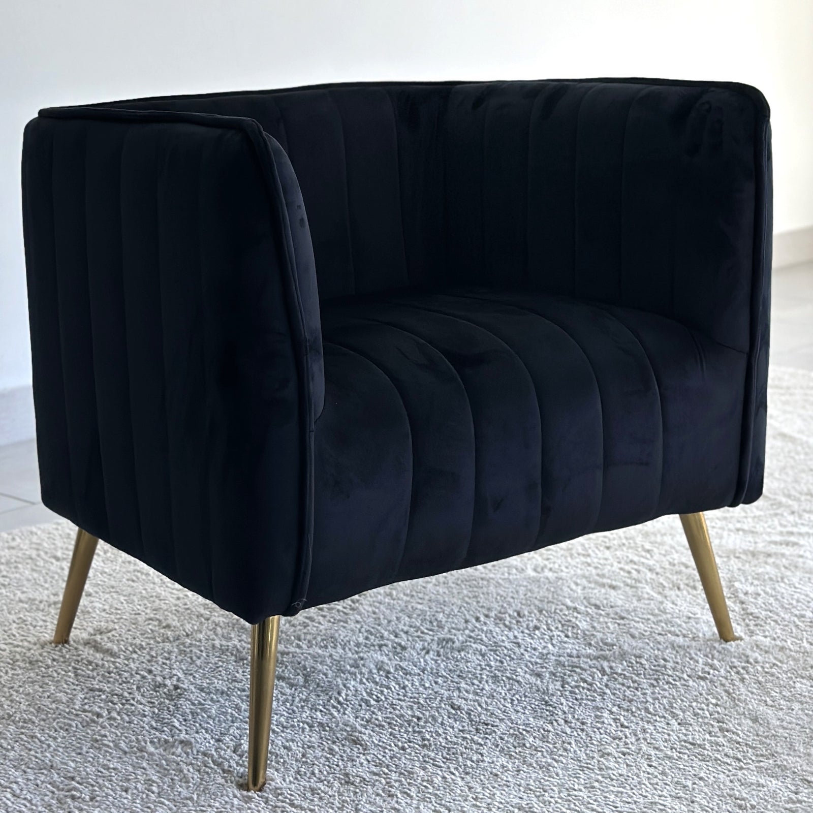 Dice Black Velvet Accent Chair