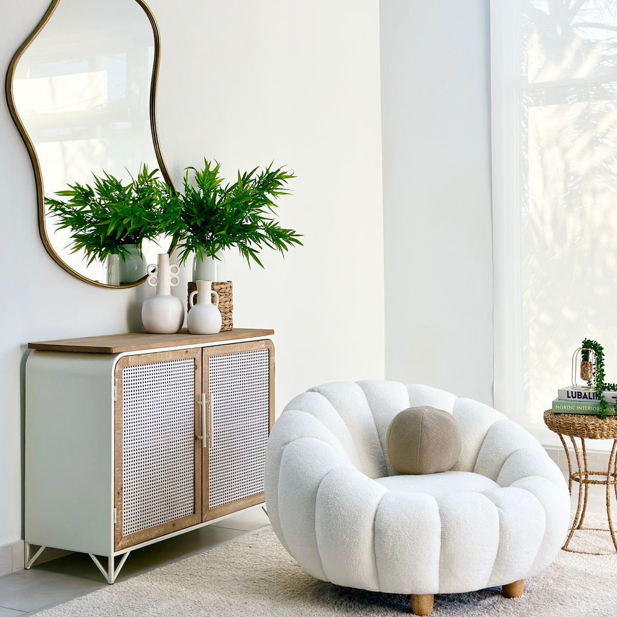 Nuvola Bone White Boucle Accent Chair