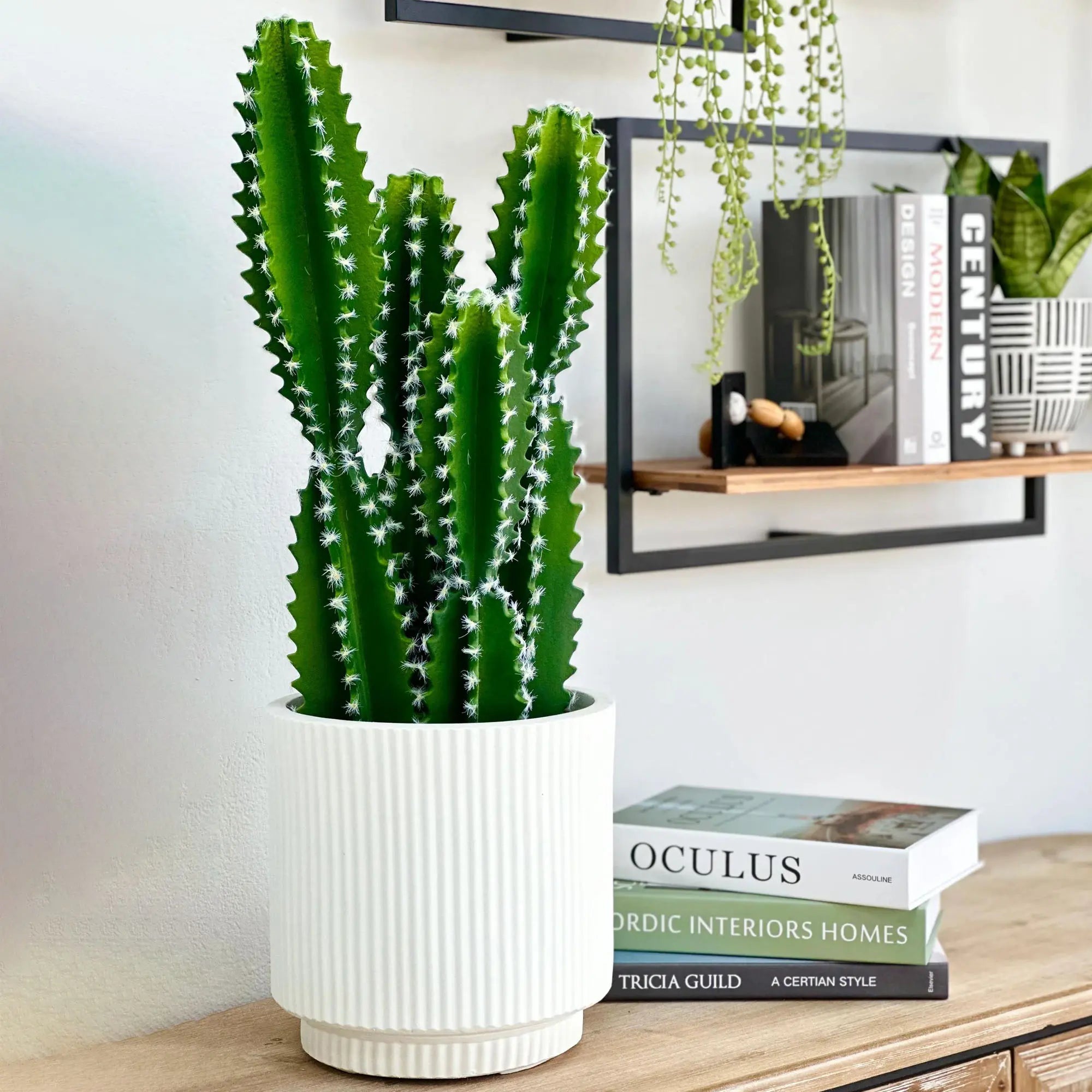 Linear Fluted Fiber Clay Planter