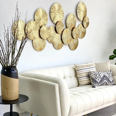 Multi Disc Golden Metal Wall Art