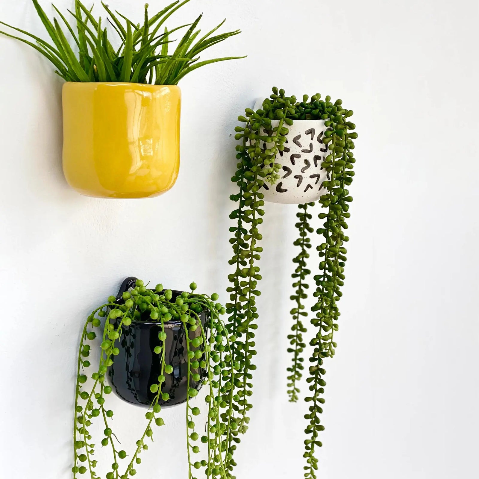 Wall Hanging Ceramic Black Vase