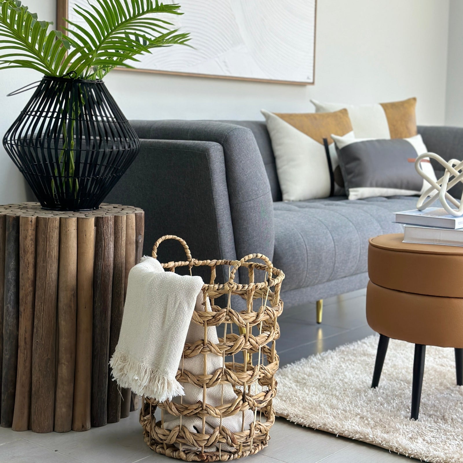 Handcrafted Water Hyacinth Braided Basket Planter