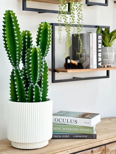 Linear Fluted Fiber Clay Planter