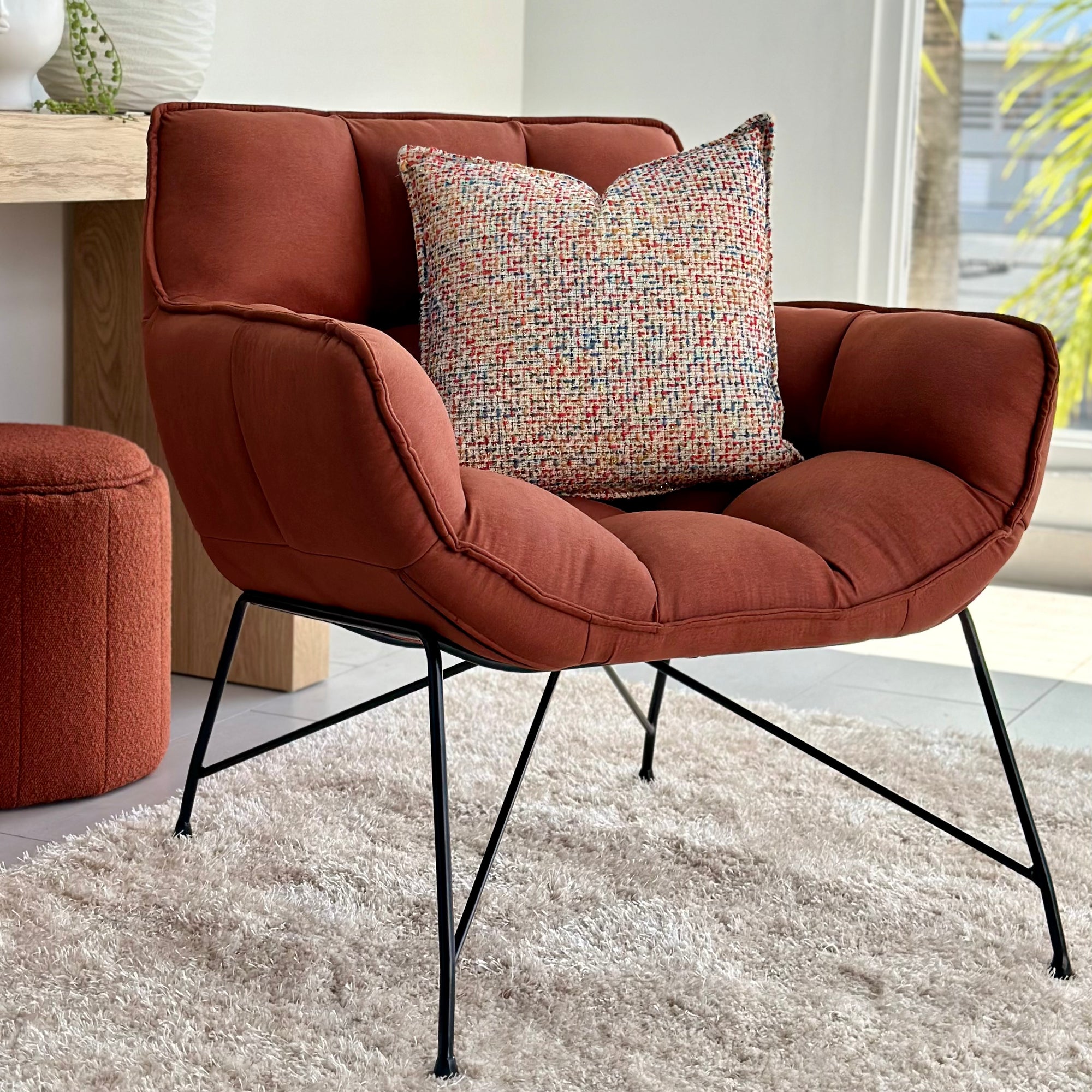 Tufted  Terracotta Accent Chair