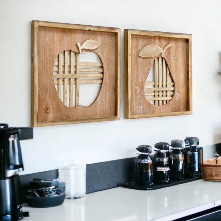 Apple and Pear Wood Wall Decor Set