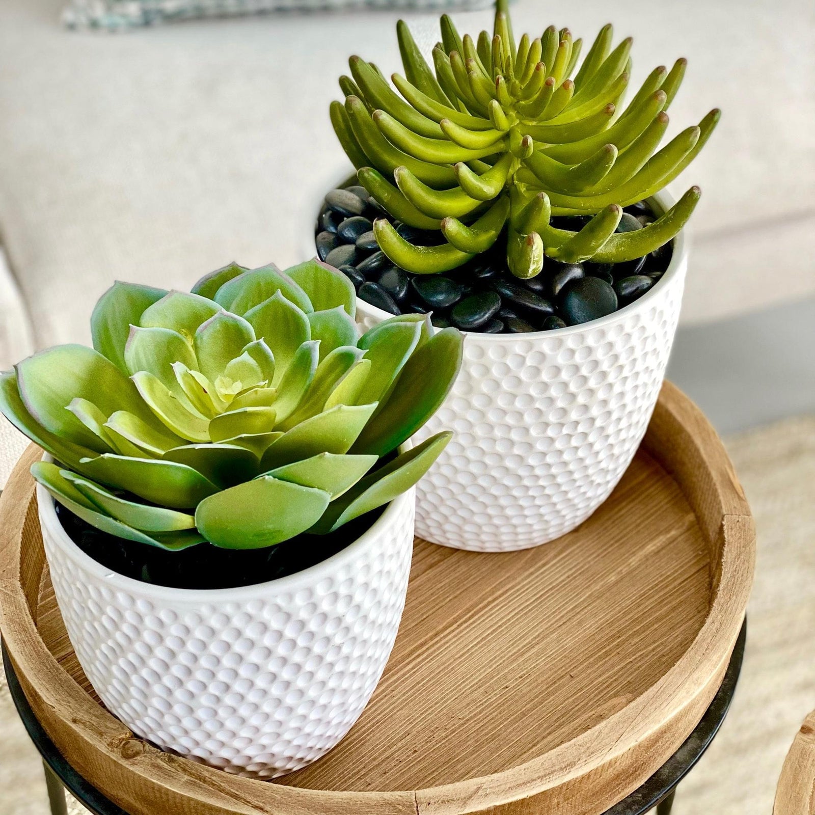 "Freckles" Large White Ceramic Round Pot