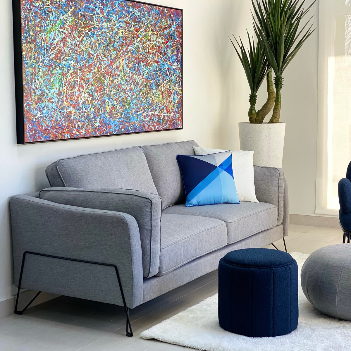 Ravdi Fabric Gray Sofa