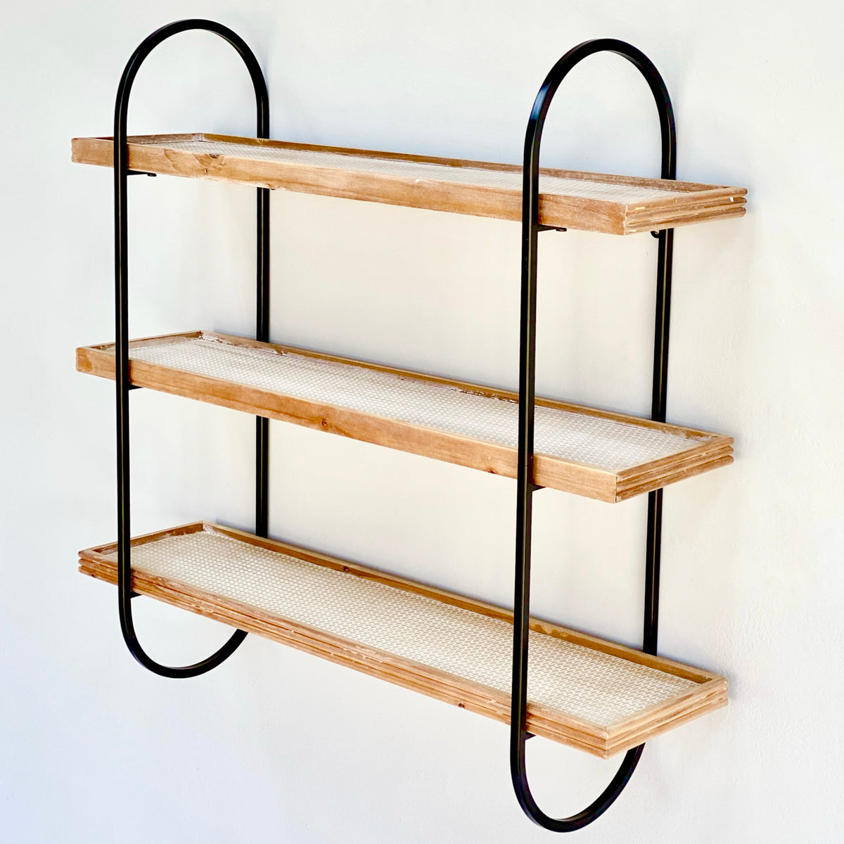 3-Tier Wood and Metal Wall Shelf