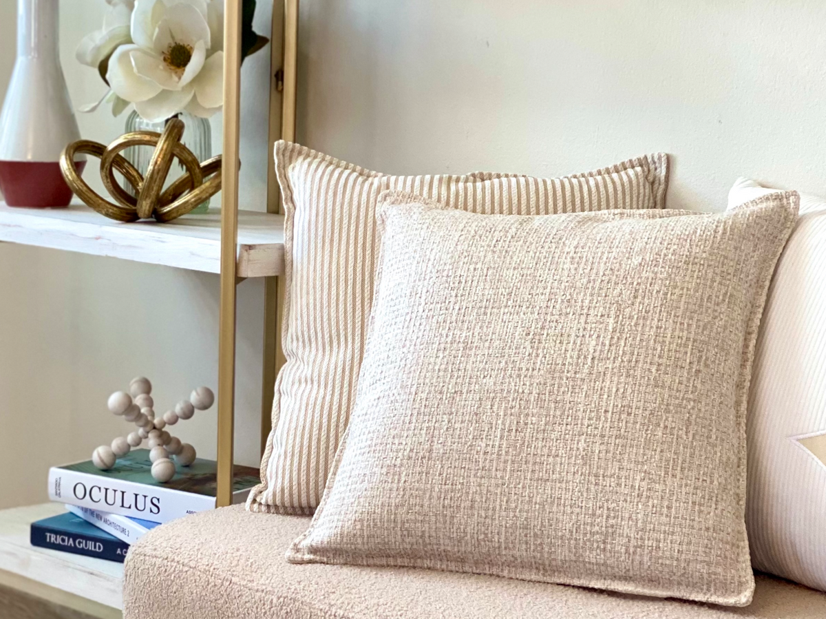 Ivory Solid Tweed Pillow