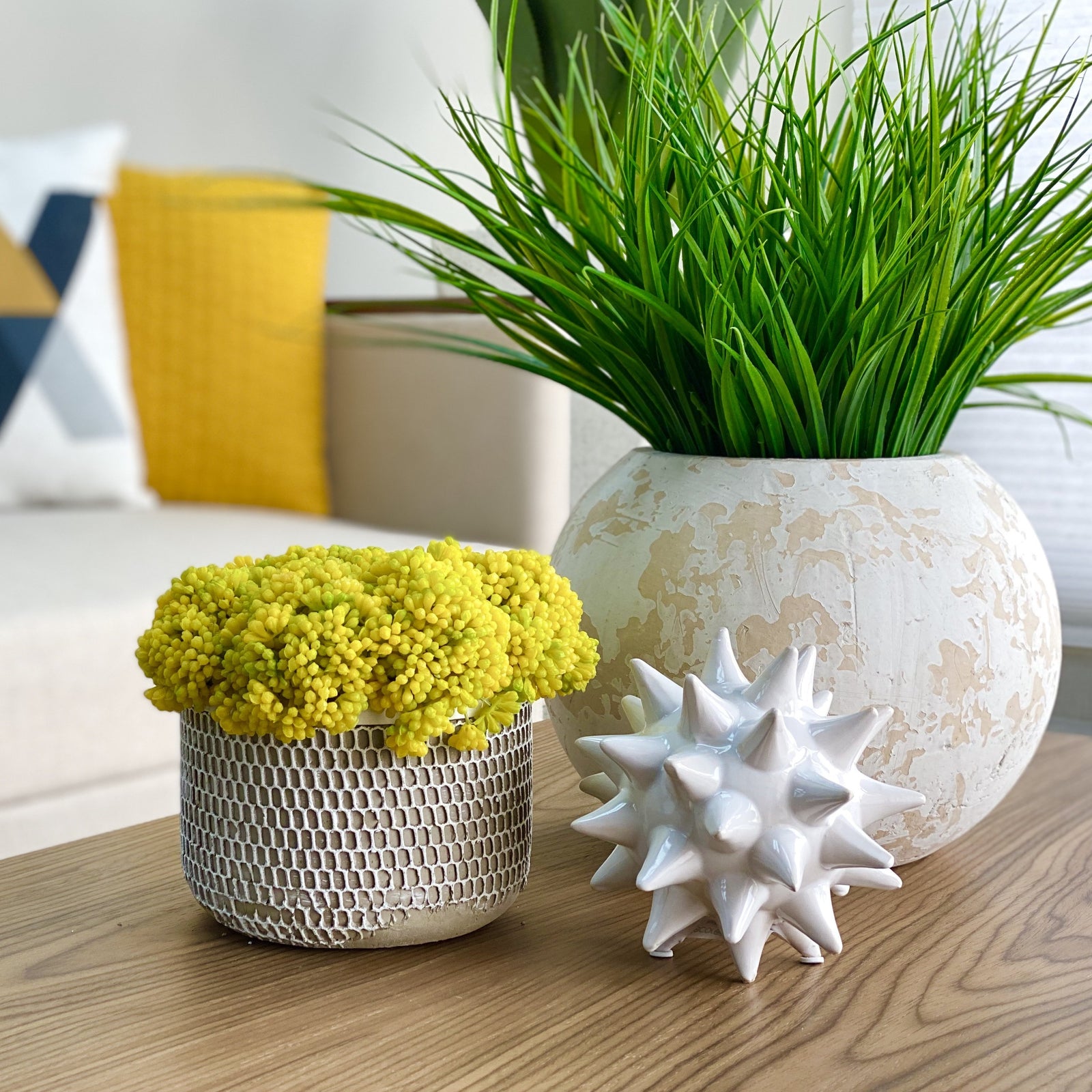 Round Base Textured Cement Vase