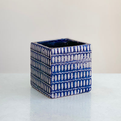 Indigo Square Pot Gloss Finish