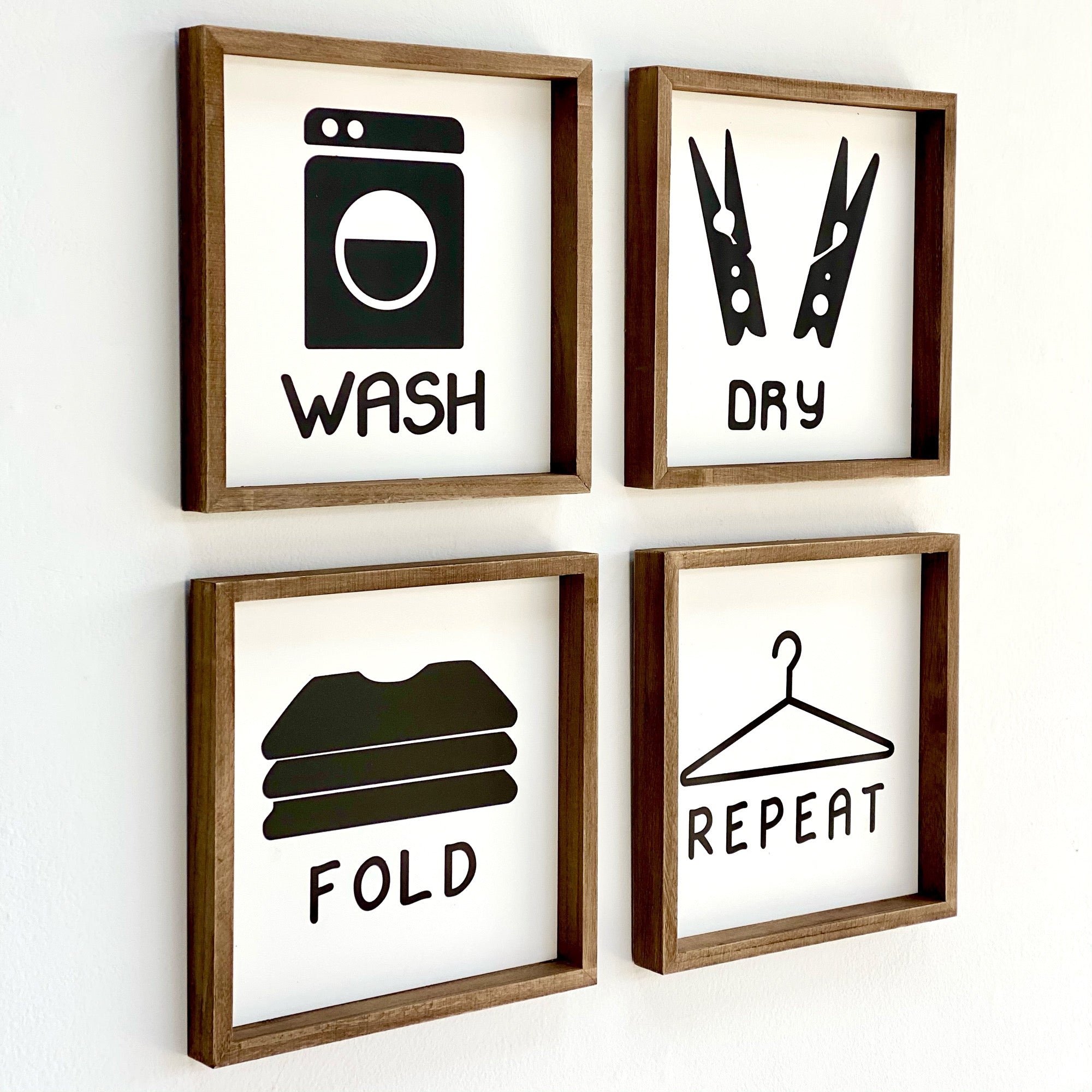 Wash, Dry, Fold, Repeat Wooden Wall Art Set